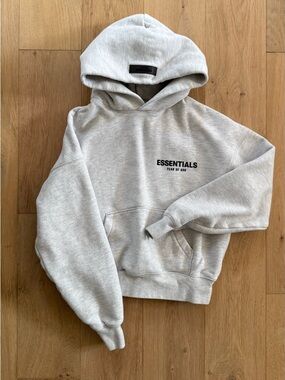 Essentials kids Light Gray Hoodie Sweatshirt